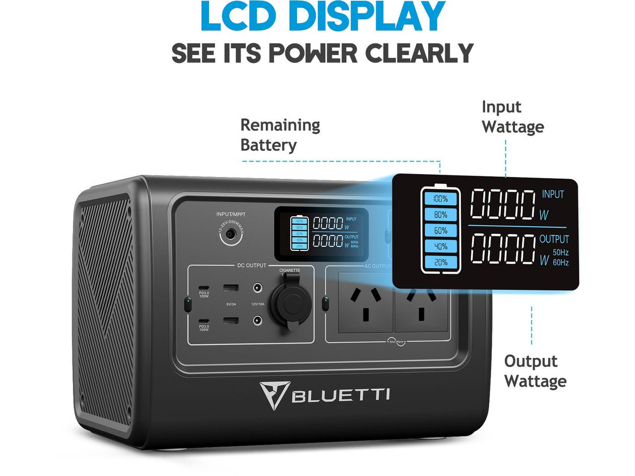 Buy BLUETTI EB70 Portable Power Station (1,000W 716Wh) Grey - Mud Tracks