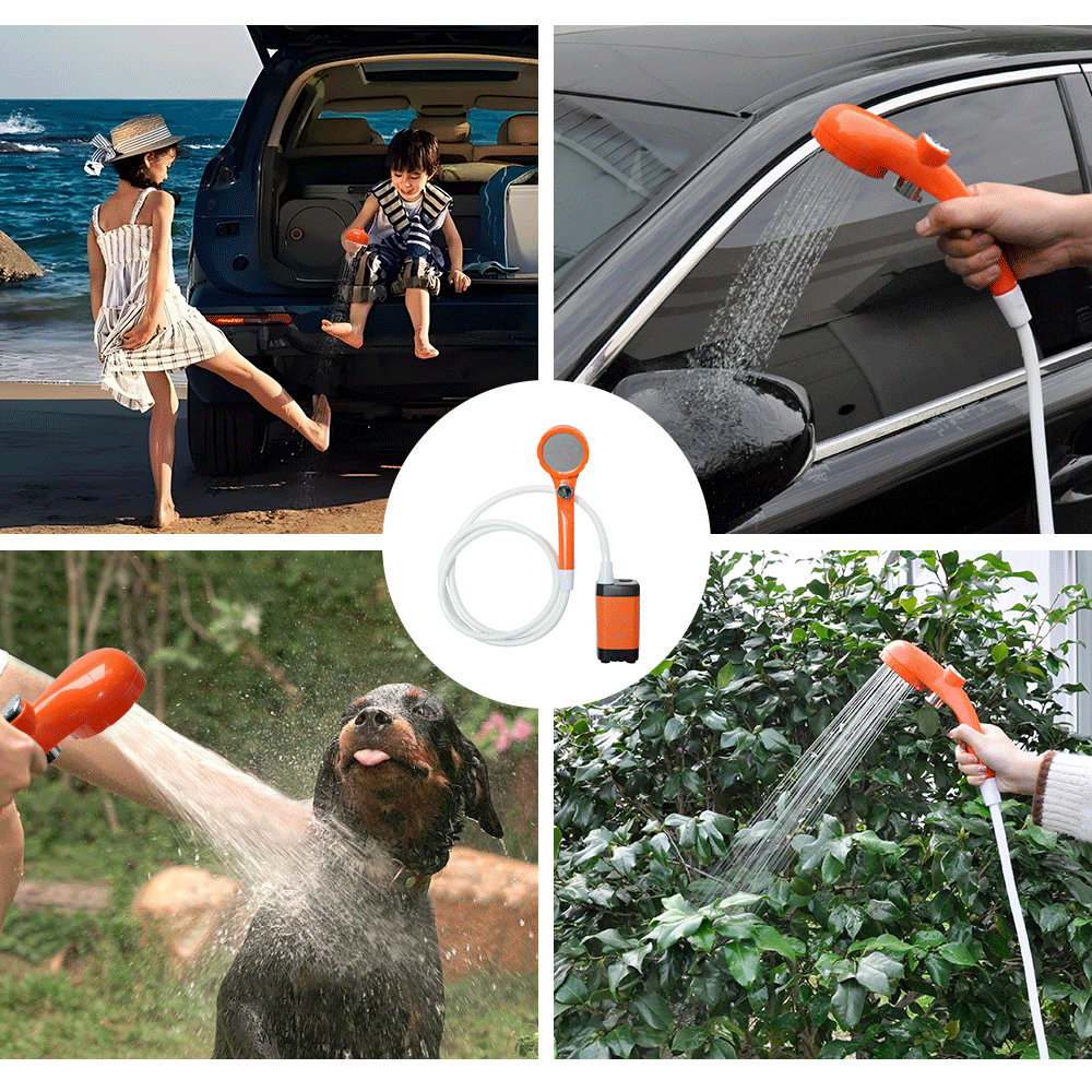 Buy Portable Camping Shower IPX7 Waterproof Outdoor Shower Water Pump with Rechargeable Battery and Intelligent Digital Display for Camping Hiking Traveling - Mud Tracks