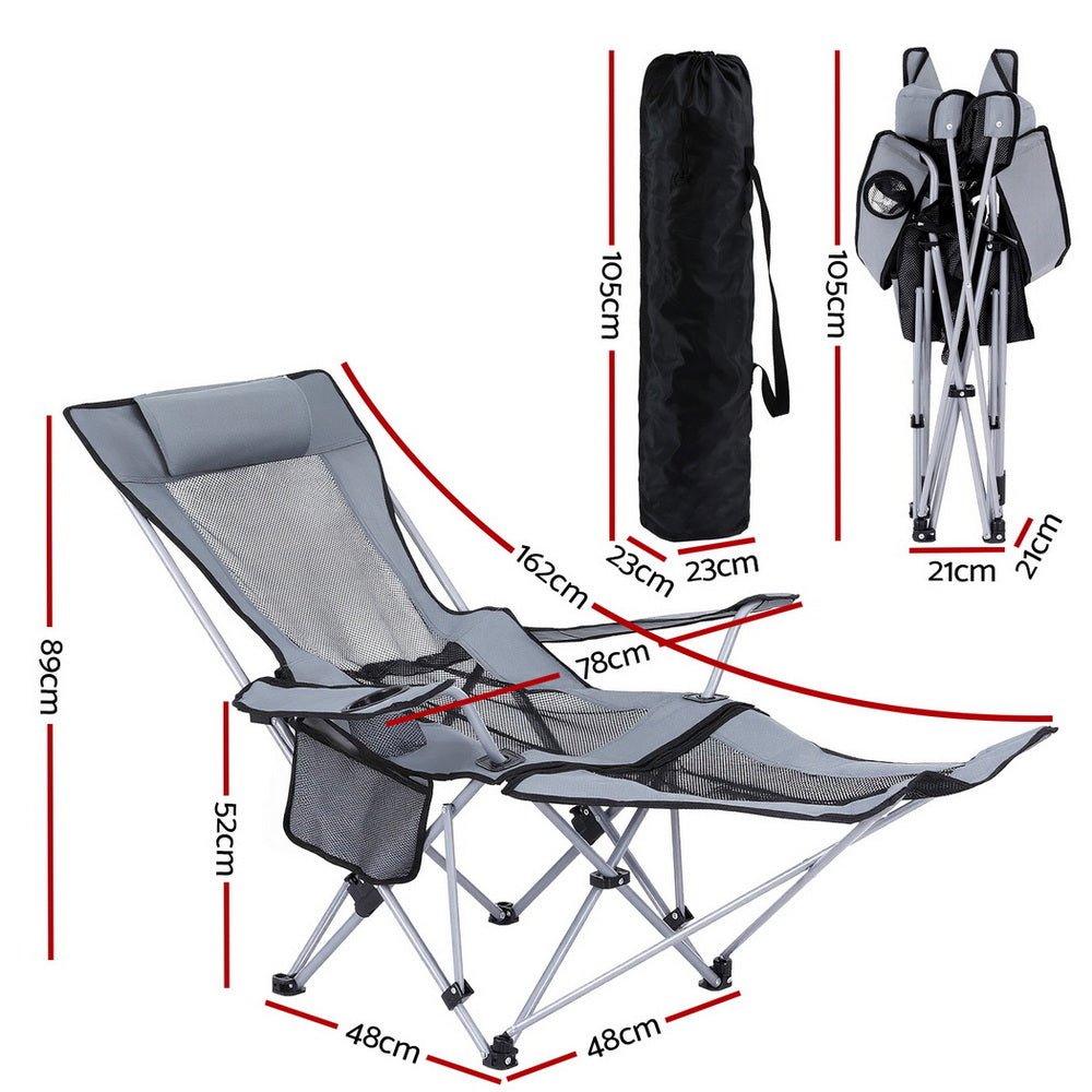 Buy Weisshorn Camping Chair Adjustable Reclining Portable Outdoor Folding Chair Grey - Mud Tracks