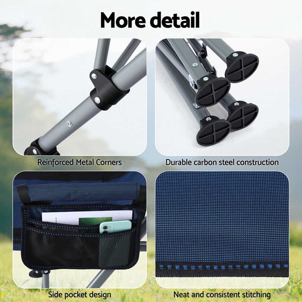 Buy Weisshorn Camping Chair Folding Outdoor Portable Seat Lightweight Beach Picnic Fishing Capacity 120KG Navy Blue - Mud Tracks