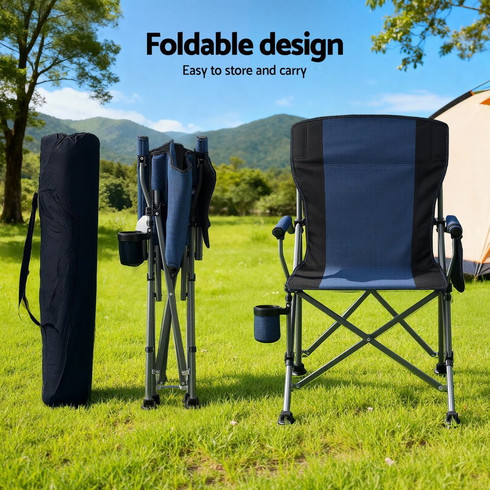 Buy Weisshorn Camping Chair Folding Outdoor Portable Seat Lightweight Beach Picnic Fishing Capacity 120KG Navy Blue - Mud Tracks