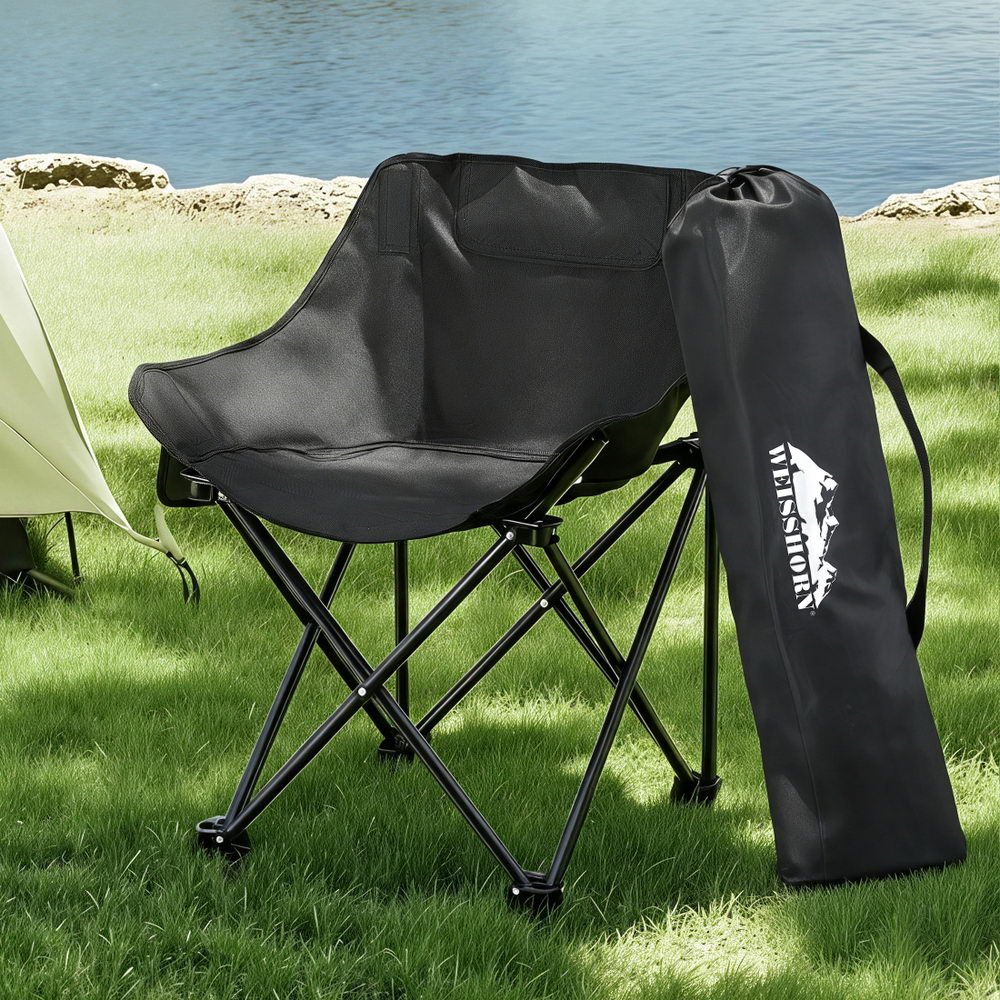 Buy Weisshorn Folding Camping Moon Chair Portable Seat Weight Capacity 120KG Black - Mud Tracks
