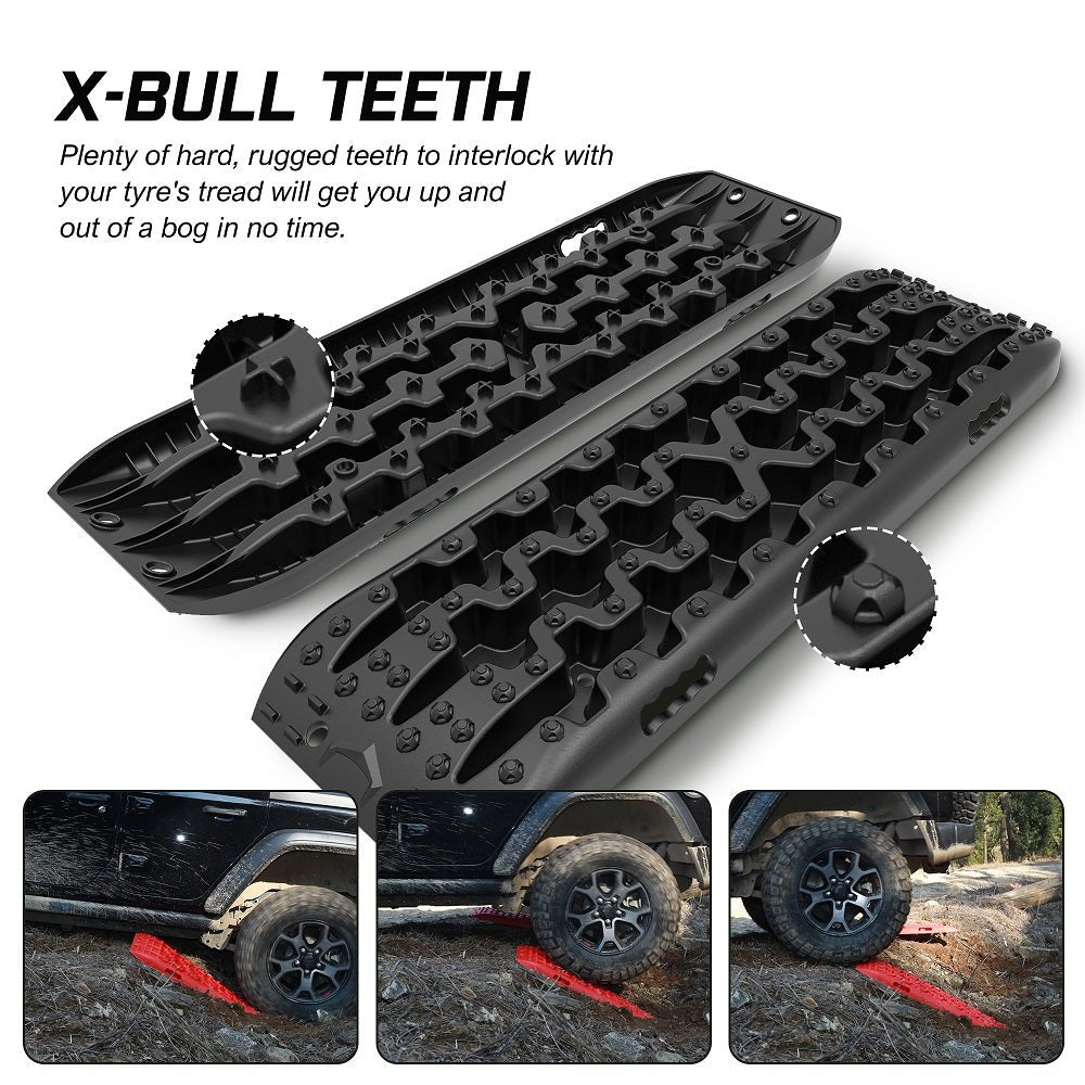 Buy X - BULL 2PCS Recovery Tracks Boards Snow Tracks Mud tracks 4WD With 4PC mounting bolts Black - Mud Tracks