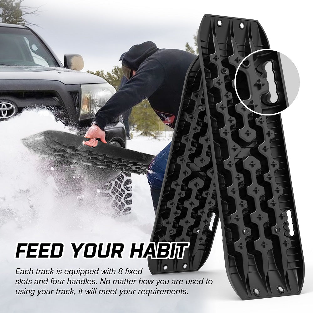 Buy X - BULL 2PCS Recovery Tracks Boards Snow Tracks Mud tracks 4WD With 4PC mounting bolts Black - Mud Tracks
