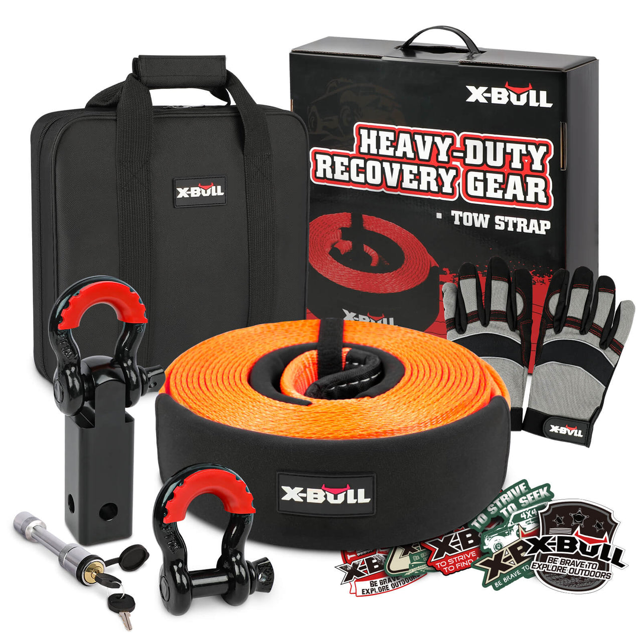 Buy X - BULL 4WD Recovery Kit Snatch Strap Hitch Receiver Bow Shackles Lock Off Road - Mud Tracks