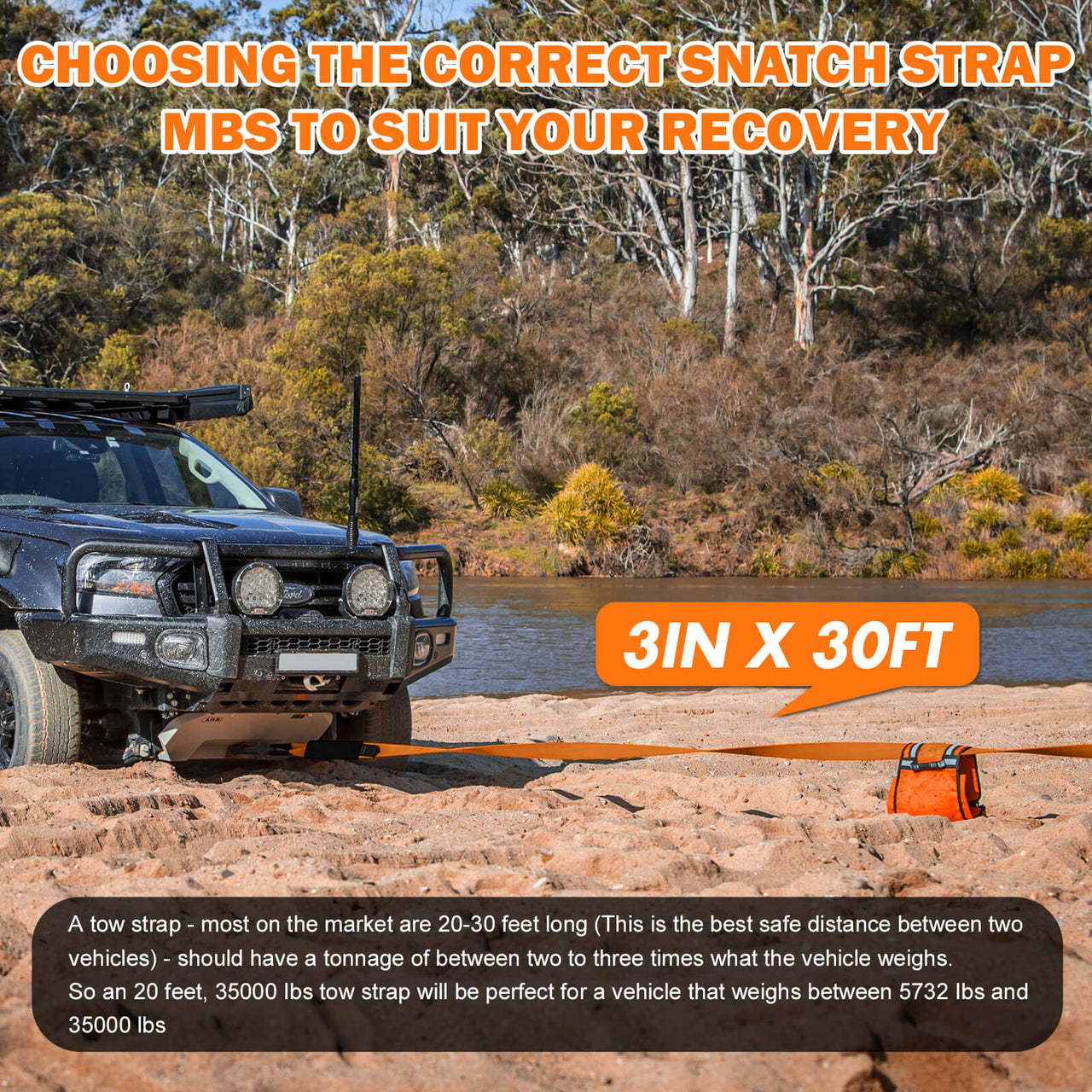 Buy X - BULL 4WD Recovery Kit Snatch Strap Hitch Receiver Bow Shackles Lock Off Road - Mud Tracks