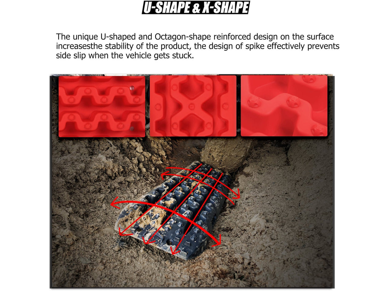 Buy X-BULL 4X4 Recovery Tracks Gen 3.0 - Red (1 Pair) - Mud Tracks